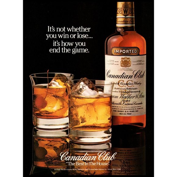 1983 Canadian Club Rye Whisky Vintage Print Ad Old Fashioned Cocktails Wall Art - Picture 1 of 1